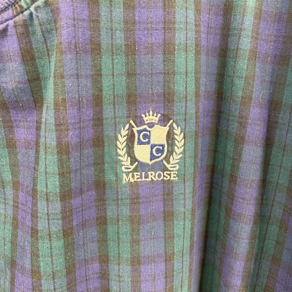A.M.‎ Player vintage 90s plaid golf melrose v-neck ivy league blokecore blue L